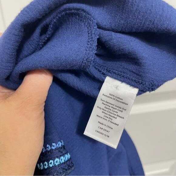 TALBOTS EMBROIDERED SPLIT NECK COVER-UP IN BLUE SIZE M - Picture 11 of 13